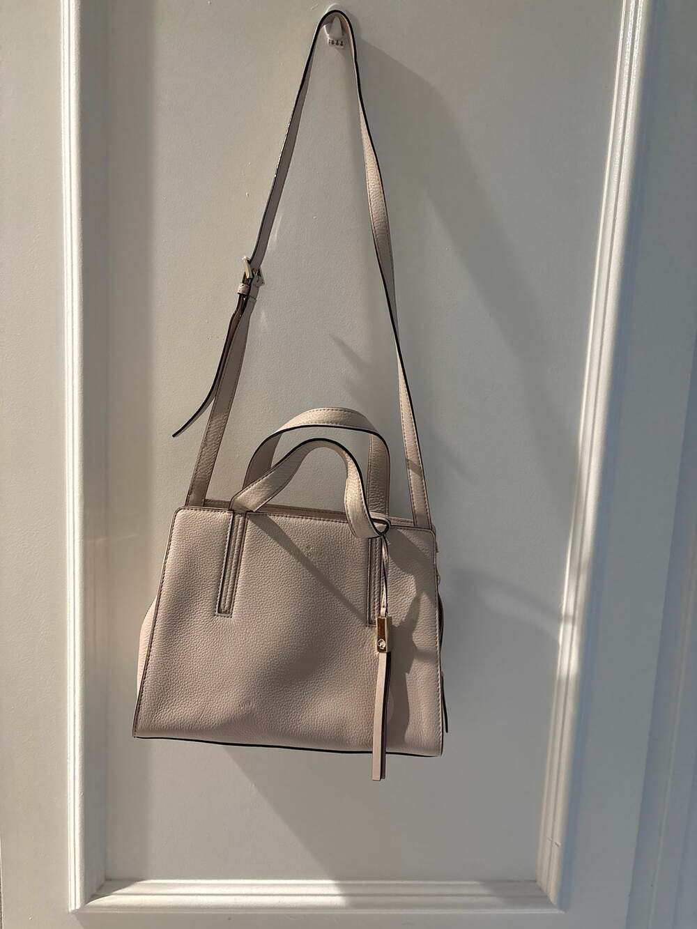 ate Spade Jackson Satchel Light Pink Leather Crossbody Bag Handbag Tote